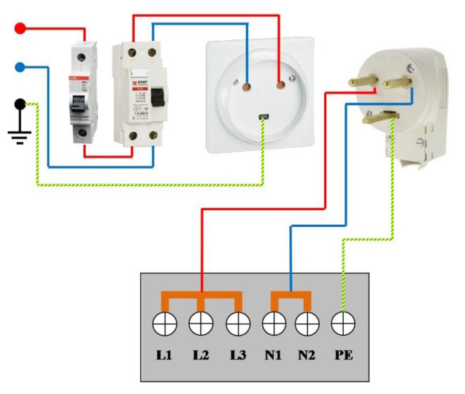 електрическа схема за свързване за една фаза