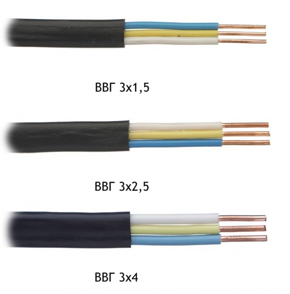 VVG кабел от различни секции