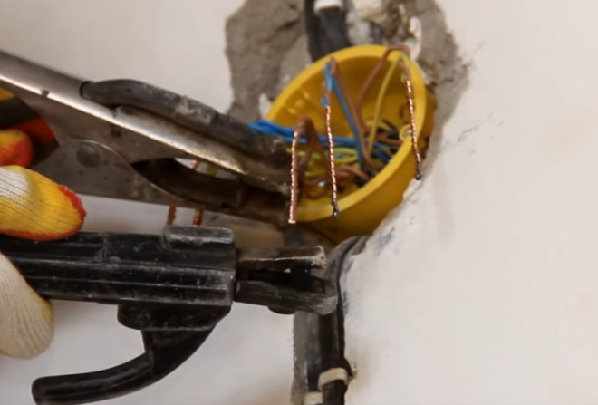 welding wires in a junction box